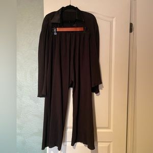 Black Plisse set - pants and long sleeve top